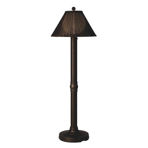 Patio Living Concepts 17200 60 x 3 in. Tahiti II Flat Wicker Floor Lamp with Black Tube Body & Tight Weave Shade Bronze Walnut 17200 - main